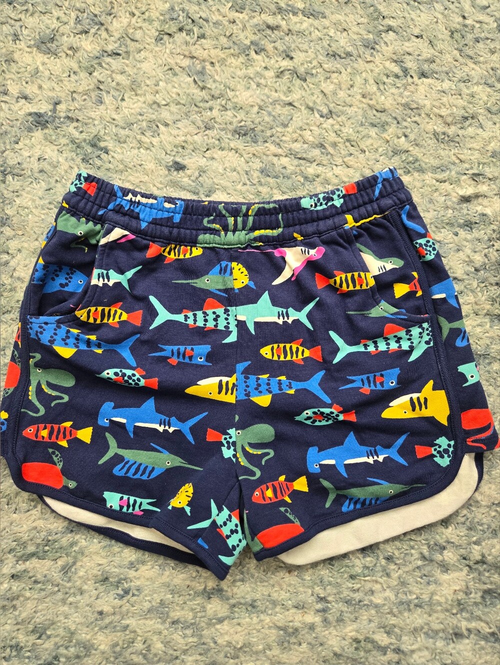 Hanna Andersson Terry Shorts Aquarium Octopus Fish Sz 12